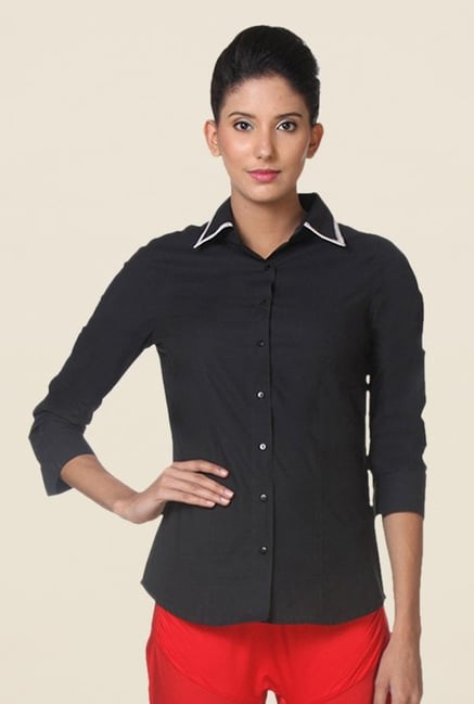 Kaaryah Black Solid Shirt Kaaryah Black Solid Shirt