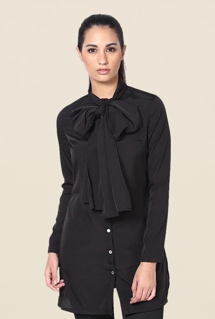 Kaaryah Black Solid Shirt Kaaryah Black Solid Shirt