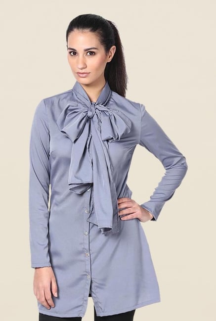Kaaryah Grey Solid Shirt Kaaryah Grey Solid Shirt