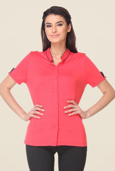 Kaaryah Coral Solid Shirt Kaaryah Coral Solid Shirt