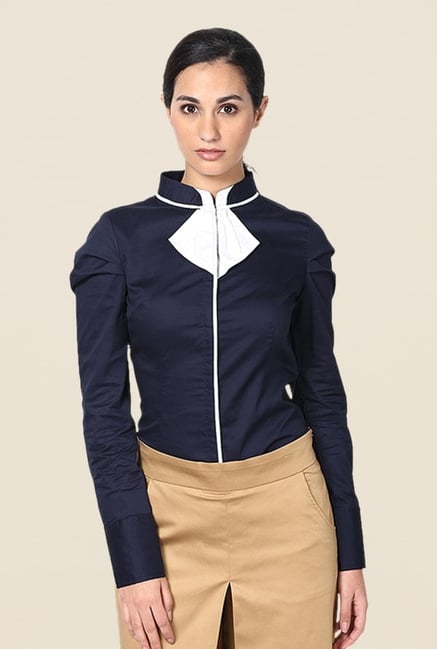 Kaaryah Navy Solid Shirt Kaaryah Navy Solid Shirt