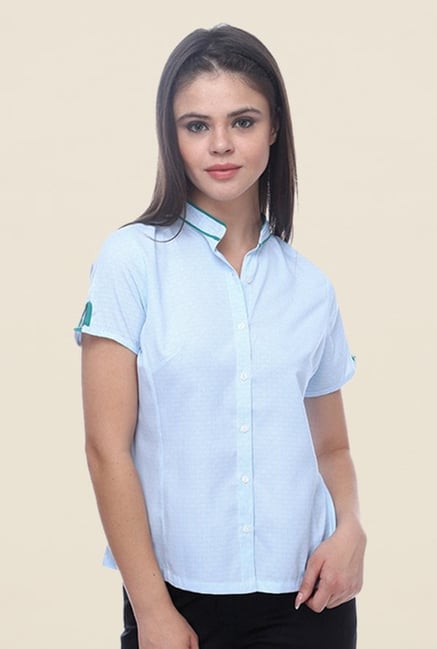 Kaaryah Blue Solid Shirt Kaaryah Blue Solid Shirt