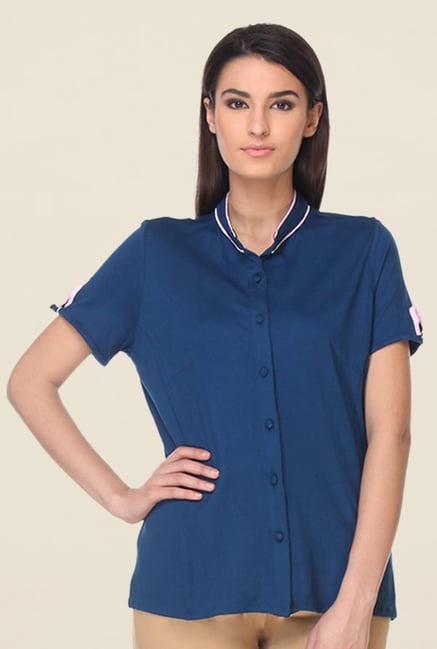 Kaaryah Indigo Solid Shirt Kaaryah Indigo Solid Shirt