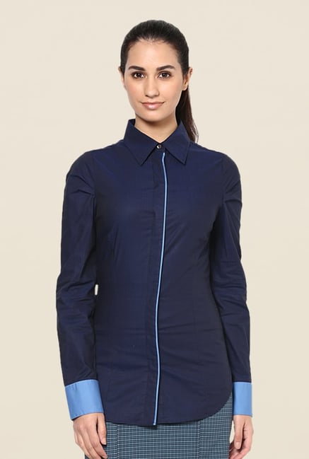 Kaaryah Navy Solid Shirt Kaaryah Navy Solid Shirt