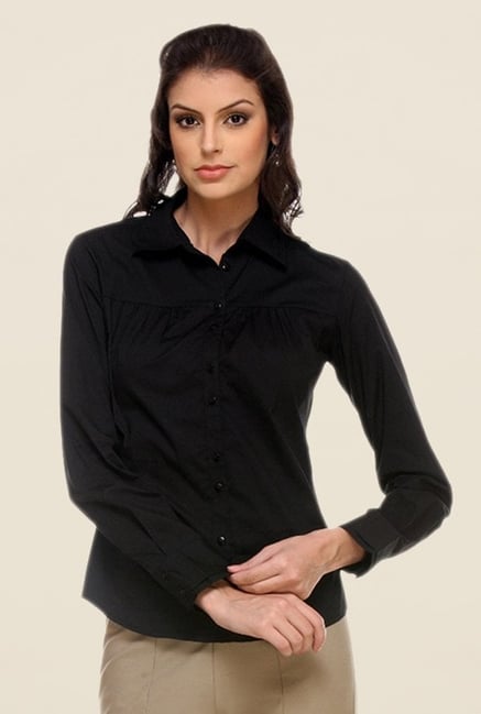 Kaaryah Black Solid Shirt Kaaryah Black Solid Shirt