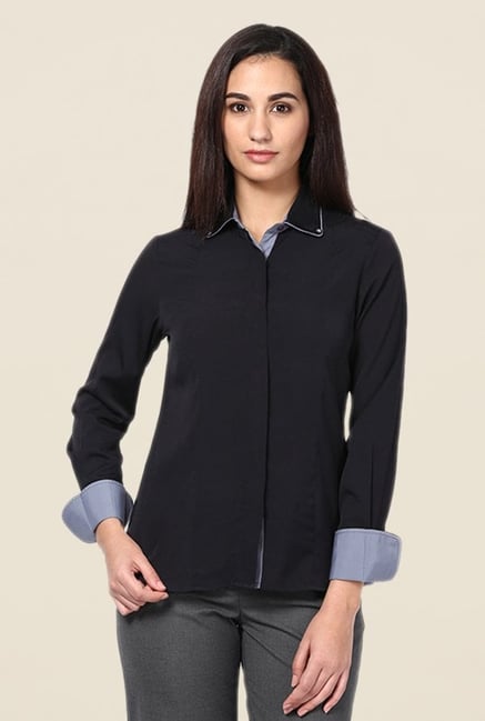 Kaaryah Black Solid Shirt Kaaryah Black Solid Shirt