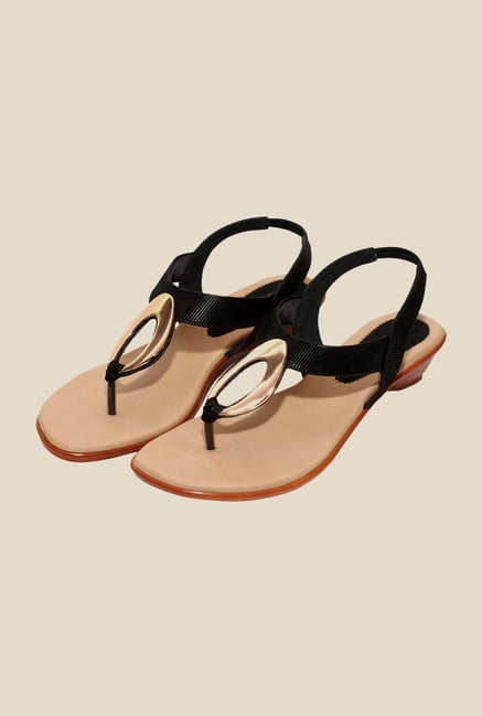 Global Step Black Sling Back Wedges Global Step Black Sling Back Wedges