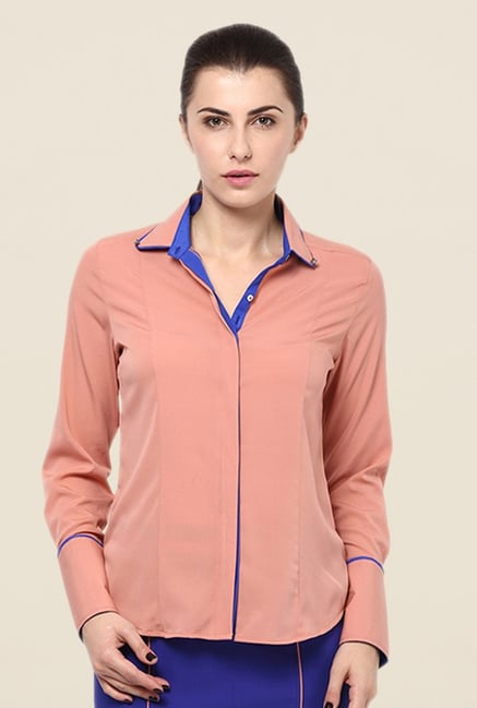 Kaaryah Peach Solid Shirt Kaaryah Peach Solid Shirt