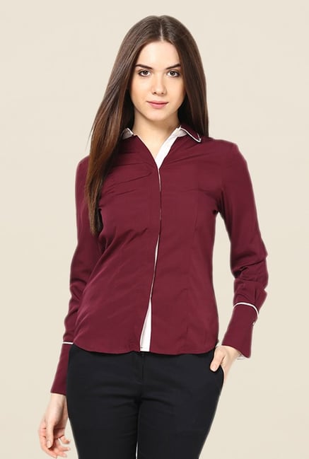 Kaaryah Wine Solid Shirt Kaaryah Wine Solid Shirt