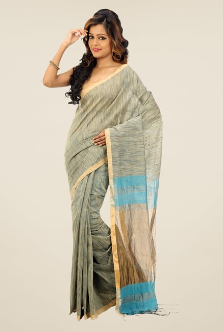 Bengal Handloom Sky Blue Zori & Ketia Silk Saree Bengal Handloom Sky Blue Zori & Ketia Silk Saree