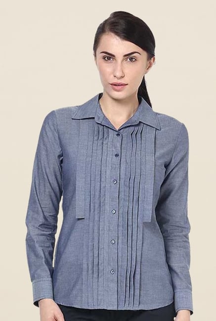 Kaaryah Blue Solid Shirt Kaaryah Blue Solid Shirt