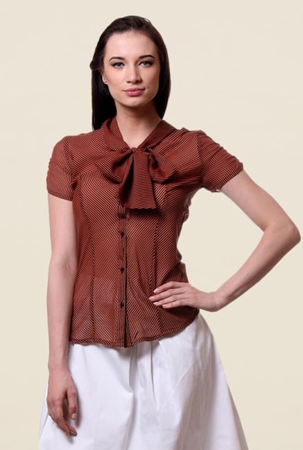 Kaaryah Orange Striped Shirt Kaaryah Orange Striped Shirt