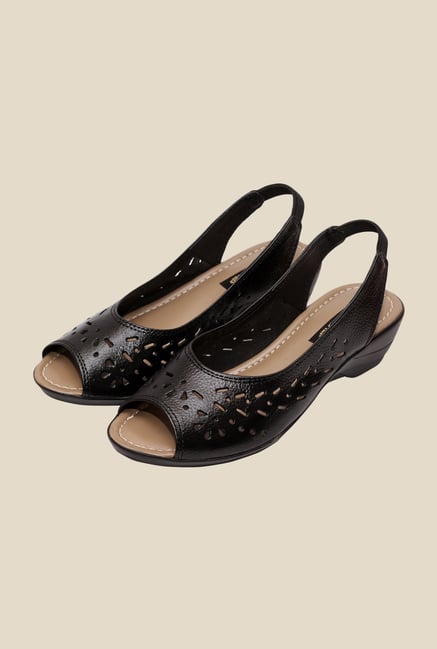 Global Step Black Sling Back Wedges Global Step Black Sling Back Wedges