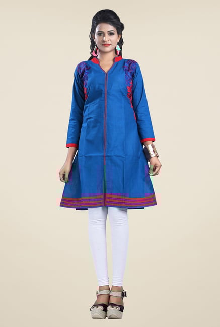 Triveni Blue Embroidered Kurta Triveni Blue Embroidered Kurta