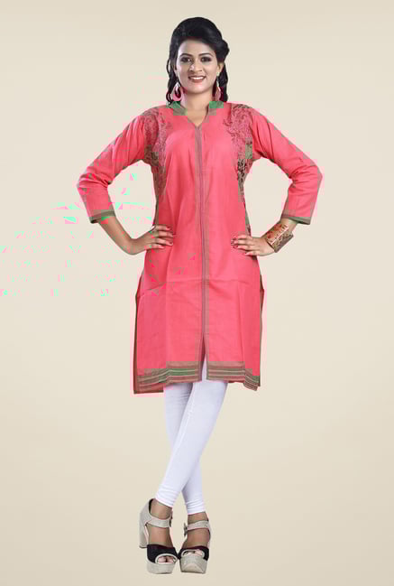 Triveni Pink Embroidered Kurta Triveni Pink Embroidered Kurta