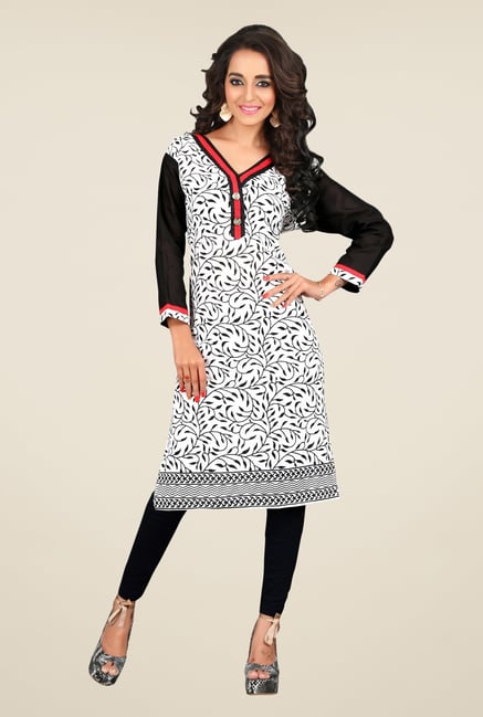 Triveni Off White Printed Cotton Kurta Triveni Off White Printed Cotton Kurta