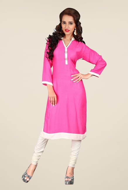 Triveni Pink Solid Kurta Triveni Pink Solid Kurta