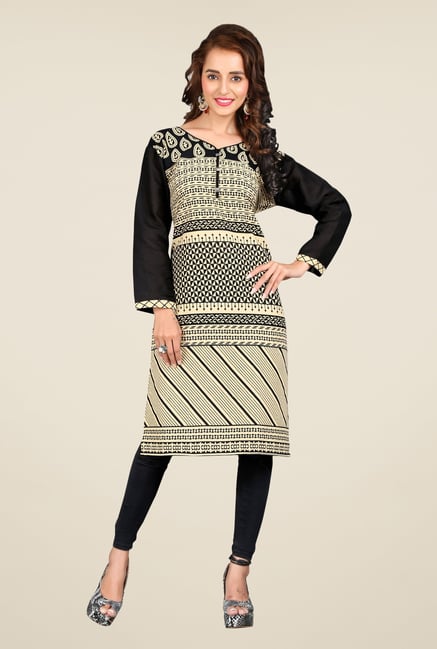 Triveni Beige Printed Kurta Triveni Beige Printed Kurta