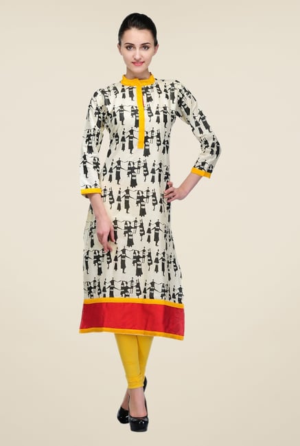 Triveni Cream Printed Kurta Triveni Cream Printed Kurta