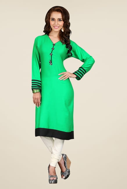 Triveni Green Solid Kurta Triveni Green Solid Kurta