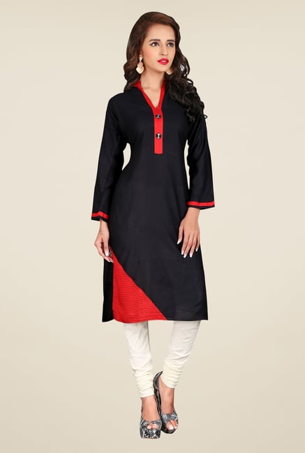 Triveni Black Solid Kurta Triveni Black Solid Kurta