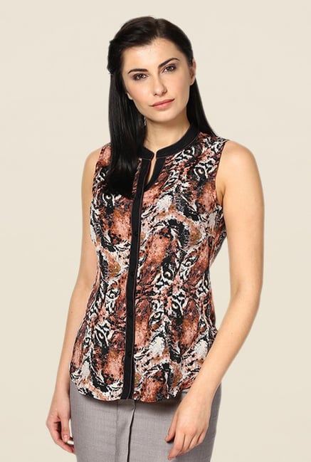 Kaaryah Brown Animal Print Top Kaaryah Brown Animal Print Top