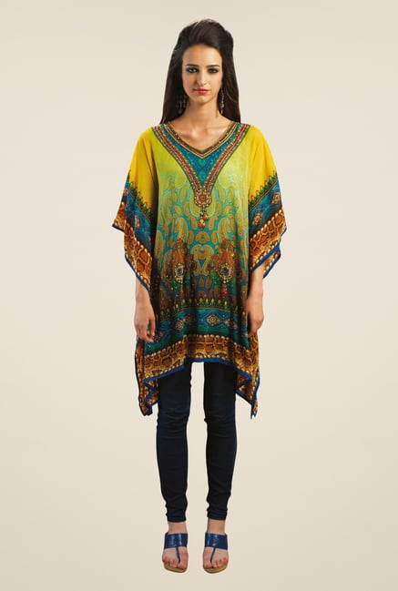 Triveni Multicolor Printed Faux Georgette Kurta Triveni Multicolor Printed Faux Georgette Kurta