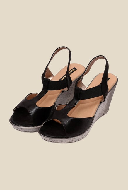 Global Step Black Sling Back Wedges Global Step Black Sling Back Wedges