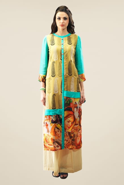 Triveni Multicolor Printed Faux Georgette Kurta Triveni Multicolor Printed Faux Georgette Kurta