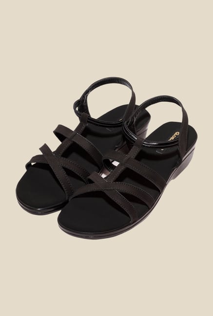 Global Step Black Sling Back Wedges Global Step Black Sling Back Wedges