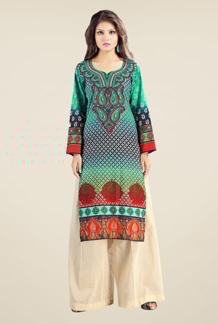 Triveni Multicolor Printed Cotton Kurta Triveni Multicolor Printed Cotton Kurta