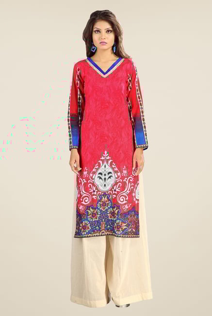 Triveni Pink Printed Cotton Kurta Triveni Pink Printed Cotton Kurta