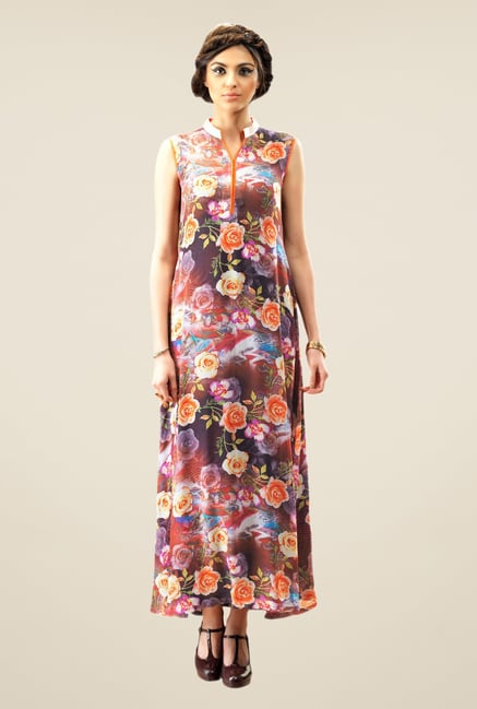 Triveni Multicolor Printed Faux Georgette Kurta Triveni Multicolor Printed Faux Georgette Kurta
