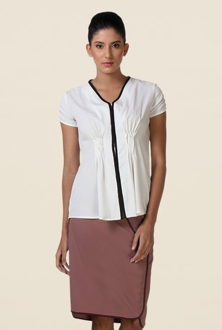 Kaaryah Off White Solid Top Kaaryah Off White Solid Top
