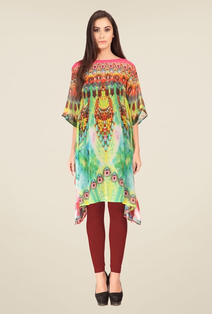 Triveni Multicolor Printed Faux Georgette Kurta Triveni Multicolor Printed Faux Georgette Kurta