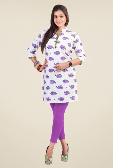 Triveni Off White Printed Kurta Triveni Off White Printed Kurta
