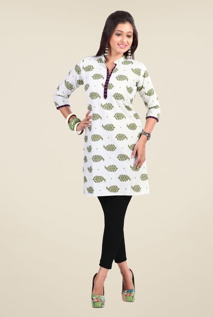 Triveni Off White Printed Kurta Triveni Off White Printed Kurta