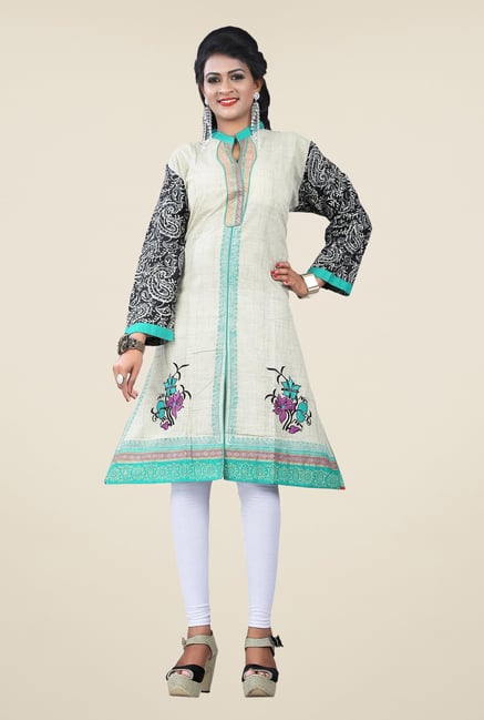 Triveni Cream Printed Kurta Triveni Cream Printed Kurta