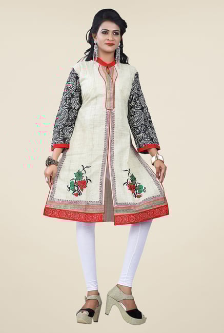 Triveni Cream Printed Kurta Triveni Cream Printed Kurta