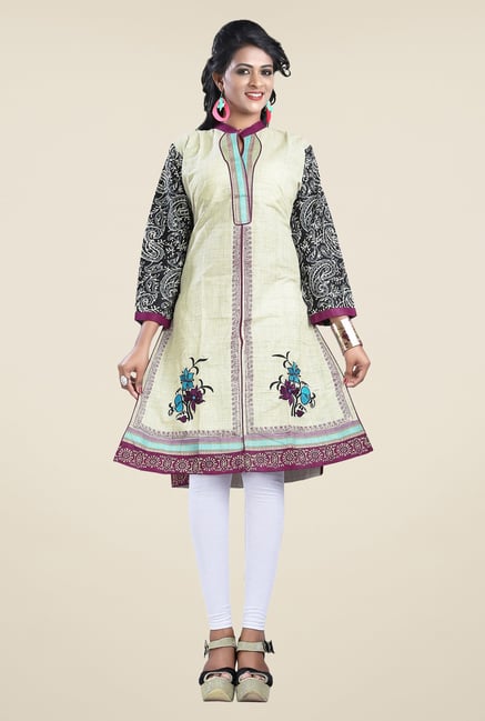Triveni Cream Printed Kurta Triveni Cream Printed Kurta