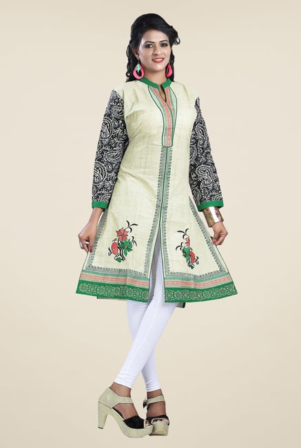 Triveni Cream Printed Kurta Triveni Cream Printed Kurta