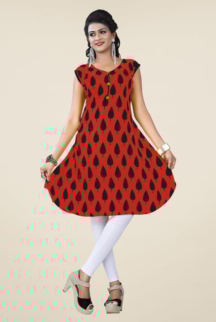 Triveni Red Printed Kurta Triveni Red Printed Kurta