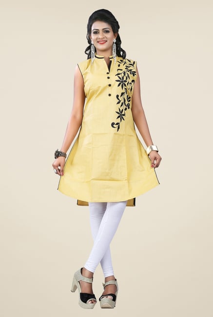 Triveni Yellow Floral Print Kurta Triveni Yellow Floral Print Kurta
