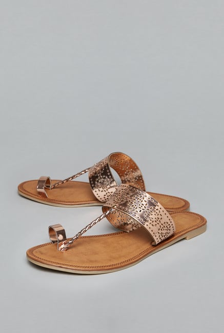 Head Over Heels by Westside Rose Gold Flat Sandals Head Over Heels by Westside Rose Gold Flat Sandals