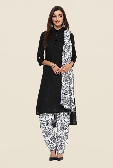 Stylenmart Black and White Printed Patiala & Dupatta Set Stylenmart Black and White Printed Patiala & Dupatta Set