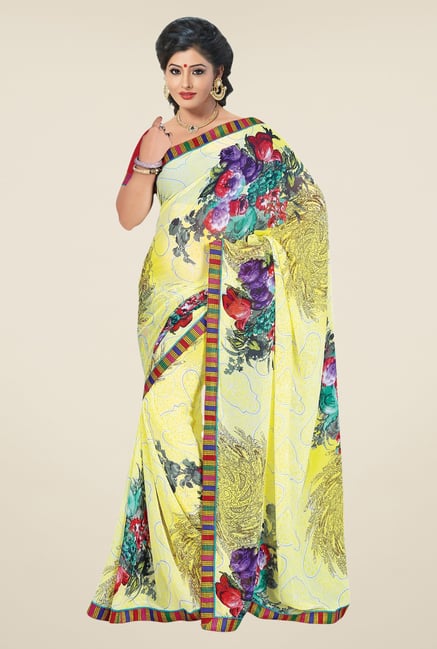 Triveni Yellow Printed Faux Georgette Saree Triveni Yellow Printed Faux Georgette Saree