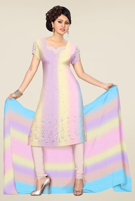 Triveni Multicolor Embroidered Dress Material Triveni Multicolor Embroidered Dress Material
