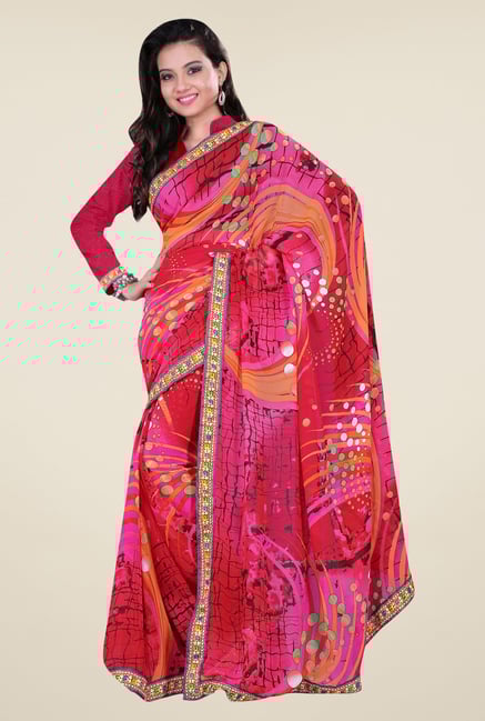 Triveni Magenta Printed Faux Georgette Saree Triveni Magenta Printed Faux Georgette Saree
