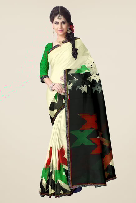 Triveni Beige Printed Faux Georgette Saree Triveni Beige Printed Faux Georgette Saree