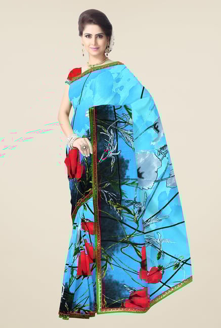 Triveni Sky Blue Printed Faux Georgette Saree Triveni Sky Blue Printed Faux Georgette Saree